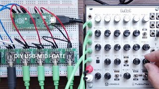 DIY USB-MIDI-GATE converter using RaspberryPi Pico, and Tubbutec 6m0d6