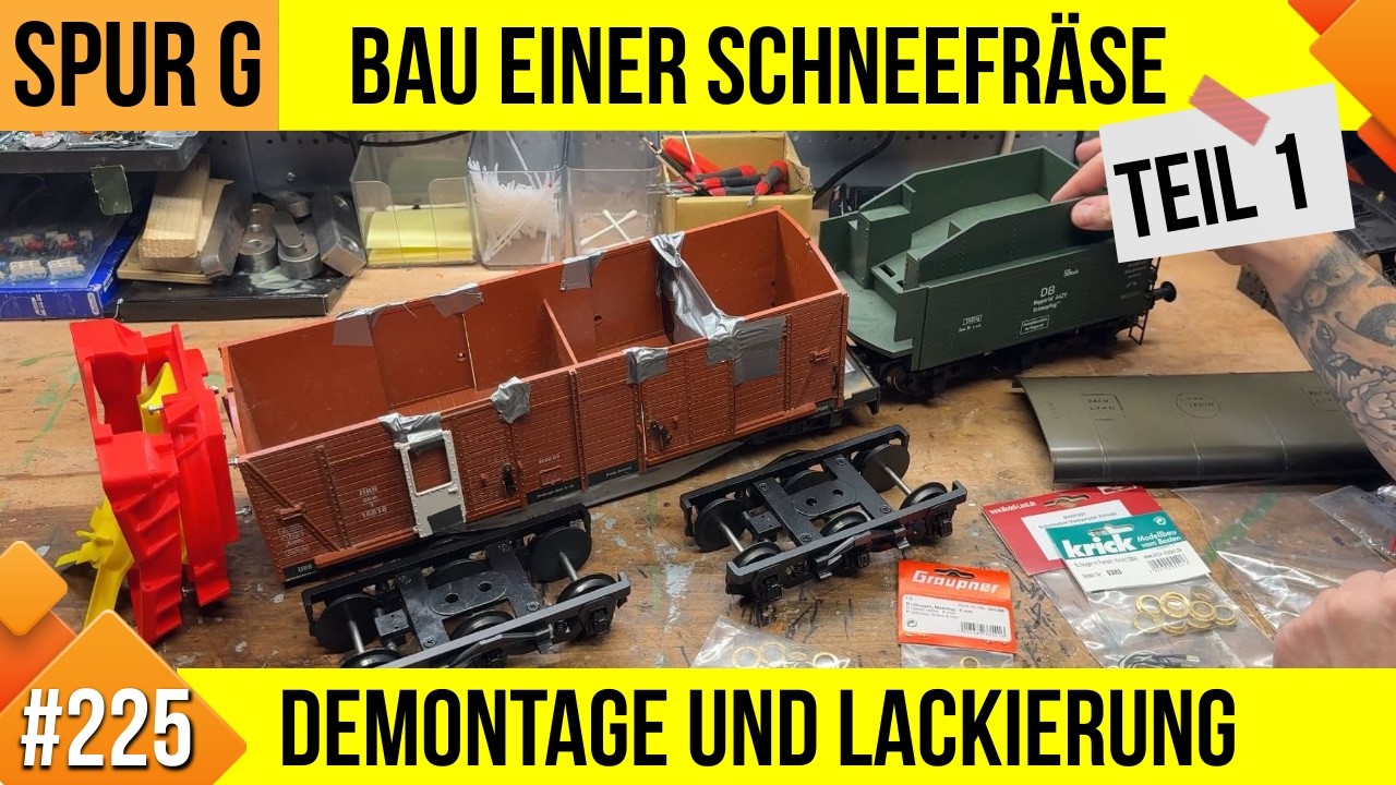 Unsere LGB Gartenbahn #225, Bau einer Spur G Schneefräse, Teil 1: Demontage und Lackierung