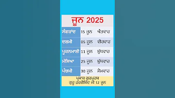 June 2025 Short Masya June 2025 Punjabi Calendar Gk PunjabiJantri June 2025 