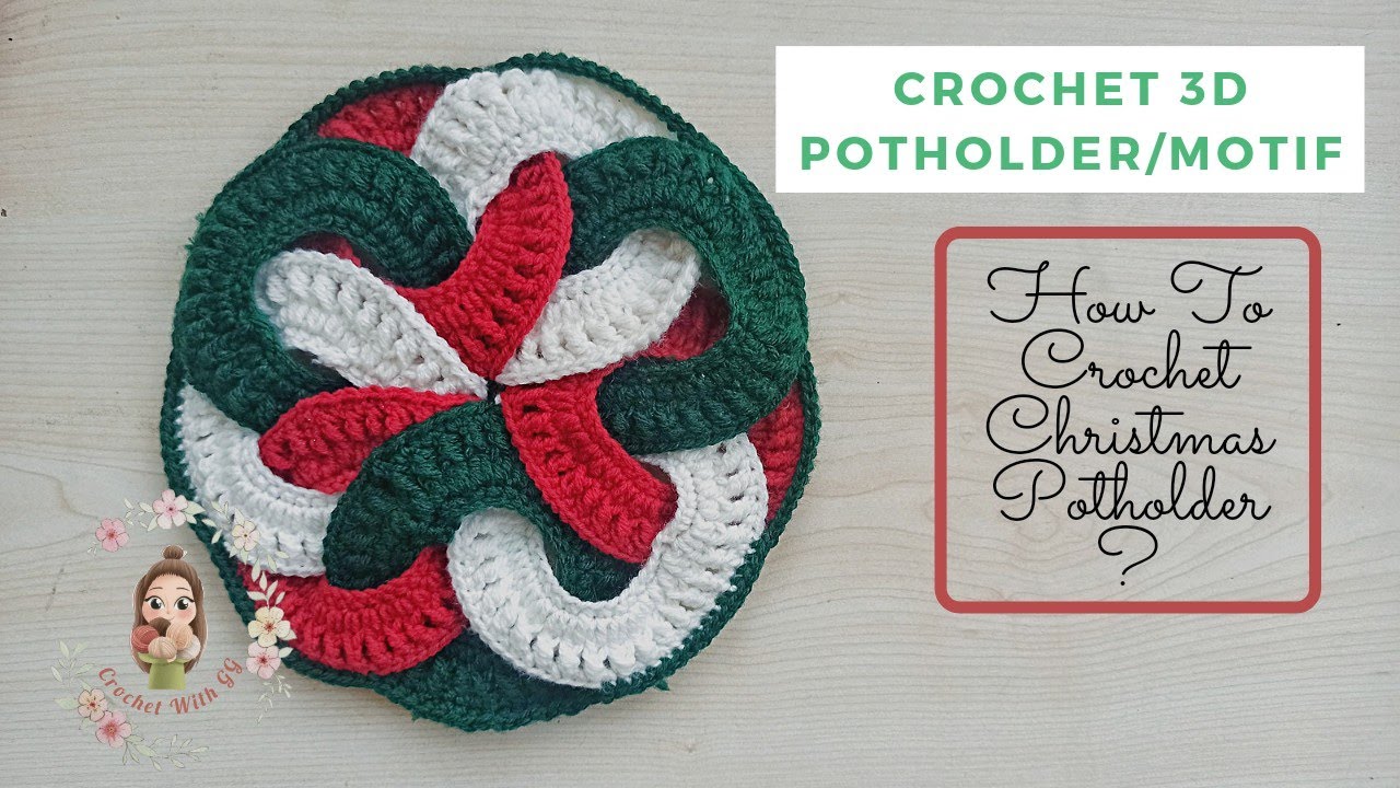 Crochet 3D Potholder / How to Crochet Christmas Gifts? Crochet 3D Motif