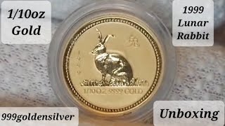 Gold Unboxing - 1999 1/10 oz Gold Coin - Perth Mint - Lunar Rabbit #gold #numismatics #coin #invest
