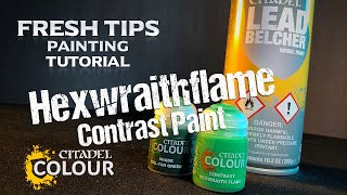 Contrast Hexwraithflame on Leadbelcher spray demo Fresh Tips mini painting  tutorial 