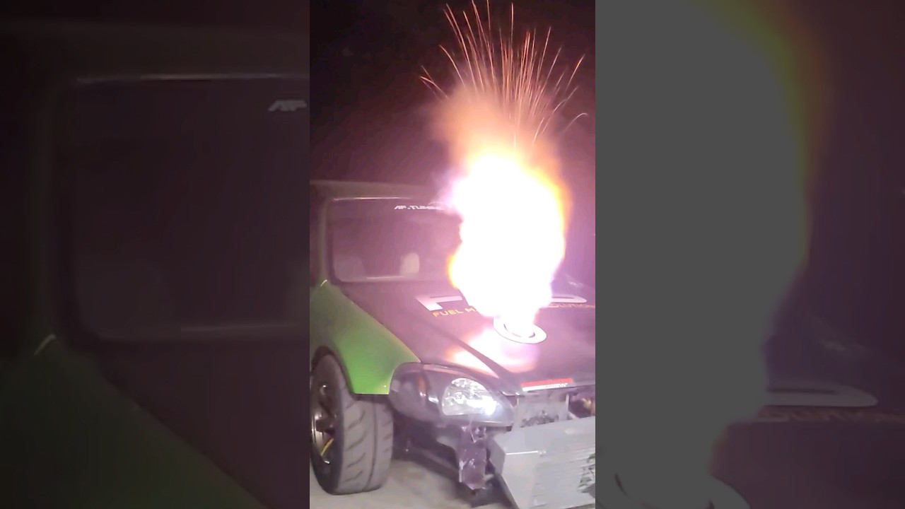 turbo awd civic hatch, hand made downpipe with hood exit by yours truly 💪