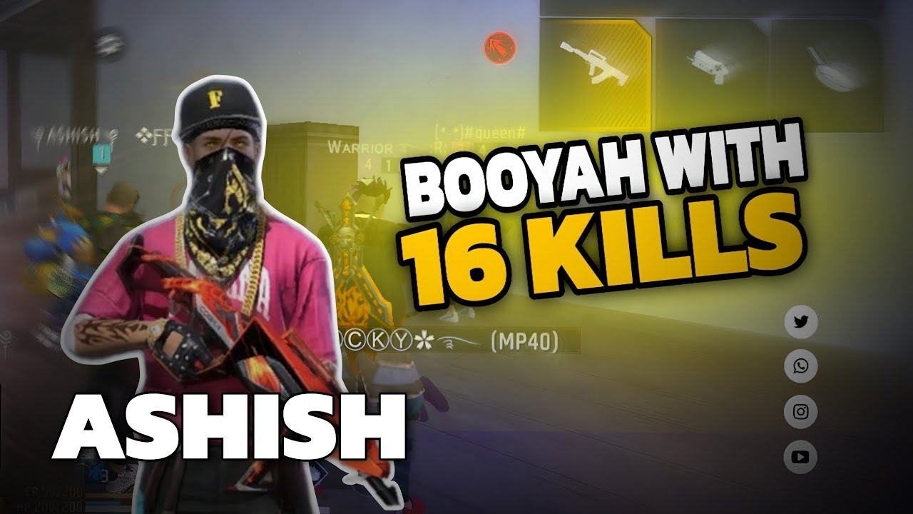 Booyah with 16 kills in free fire 🔥