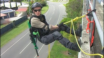 Tactical Rappel - One line supported descent.