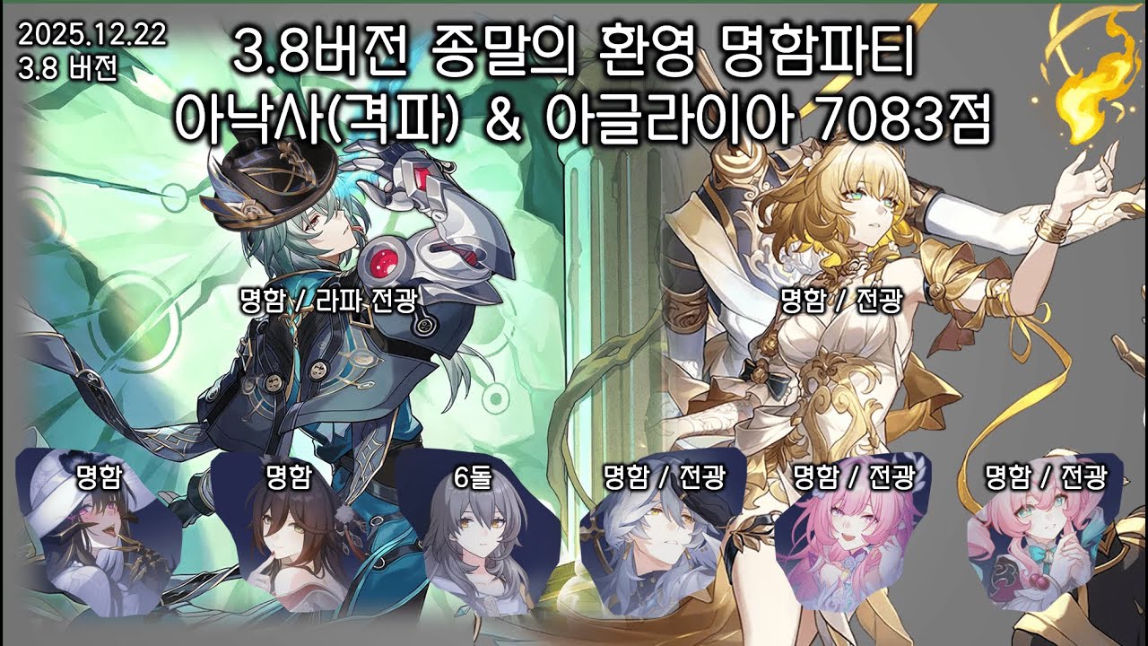 [스타레일] 3.8 버전 종말의 환영 4층 7083점 / 격파 아낙사, 아글라이아