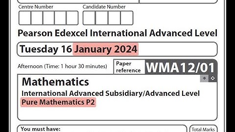 Edexcel IAL Maths - P2 - January 2024