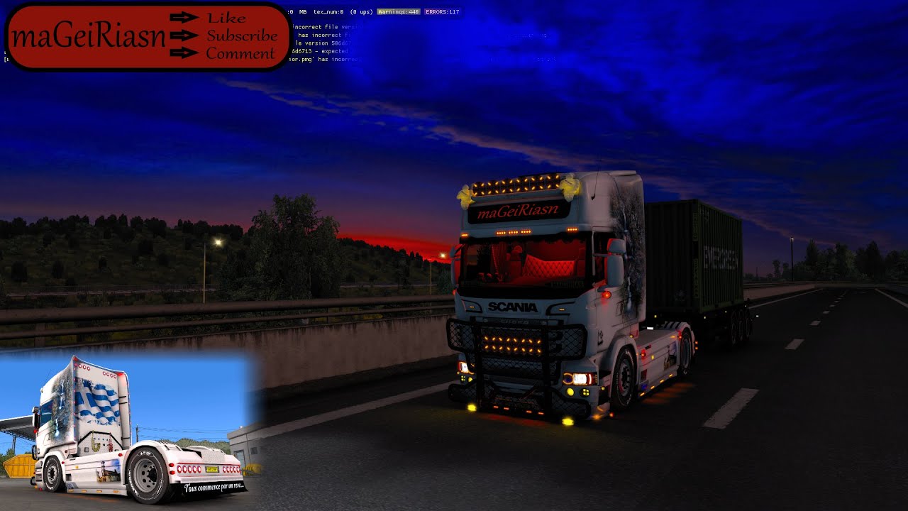 Scania R6 Rjl With My Skin Custom Interior V8 Open Pipe Crackle Sound Ets2 1 39 Mageiriasn Youtube