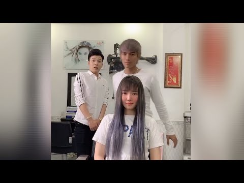 cách nối tóc ombre màu khói tím, hùng đông tinh hair