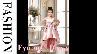 Girls High-Low Satin Flower Girl Dress with Big Bow | Fynony®