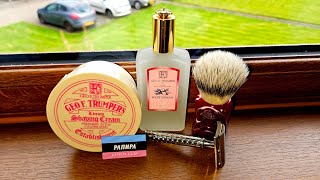 Geo F Trumpers Limes Shaving Cream & Cologne. Homelike Start Safety Razor. Omega Evo Cardinal Brush.