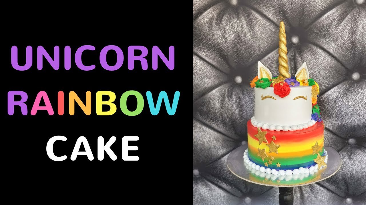 How to make a unicorn rainbow cake - YouTube