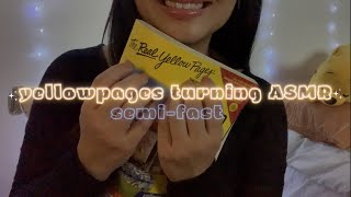 fast page turning asmr (medium speed) | yellow pages thin paper sounds | finger licks (no talking)