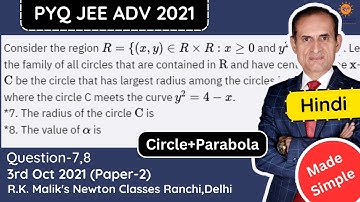 JEE Advanced 2021 Paper 2: Solutions For Circles, Parabola PYQ(H) - Questions 7 & 8 In Hindi