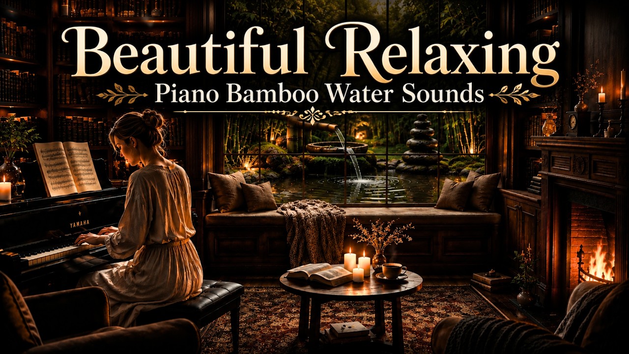 Beautiful Relaxing Piano Bamboo Water Sounds 🌿 Calm Nature Sounds for ...