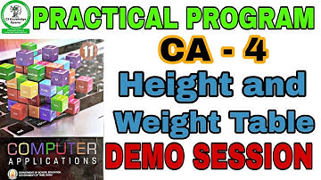 11th Computer Applications Practical Program Exercise 4 Height and Weight Table  2023