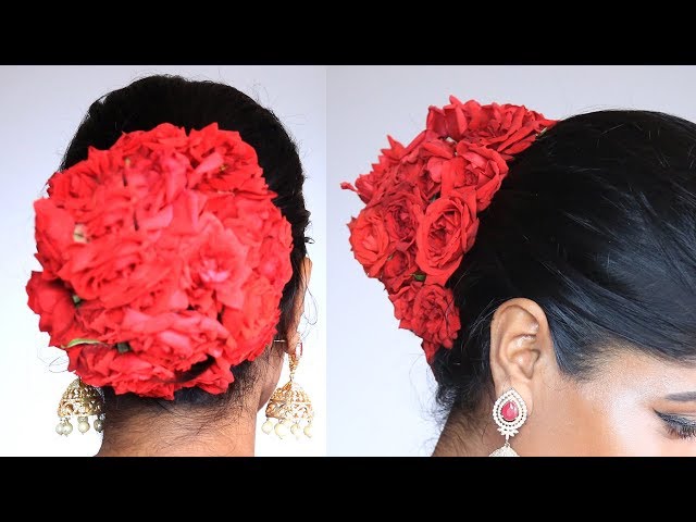 Red Roses | Bridal hairdo, Bridal hair buns, Bridal hair decorations
