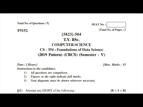 tybsc sem 5 foundations of data science 2022 question paper/sppu previous year question paper 2022