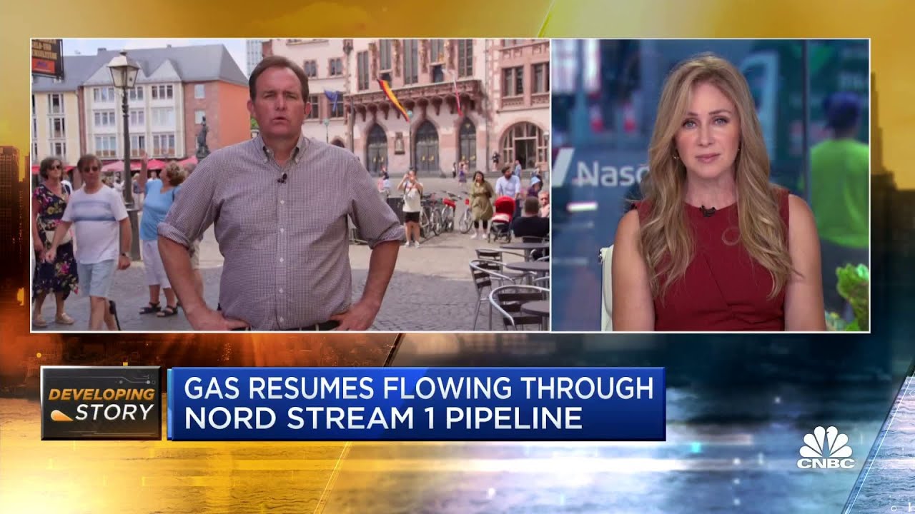 Russia resumes gas flows through Nord Stream 1 pipeline - YouTube
