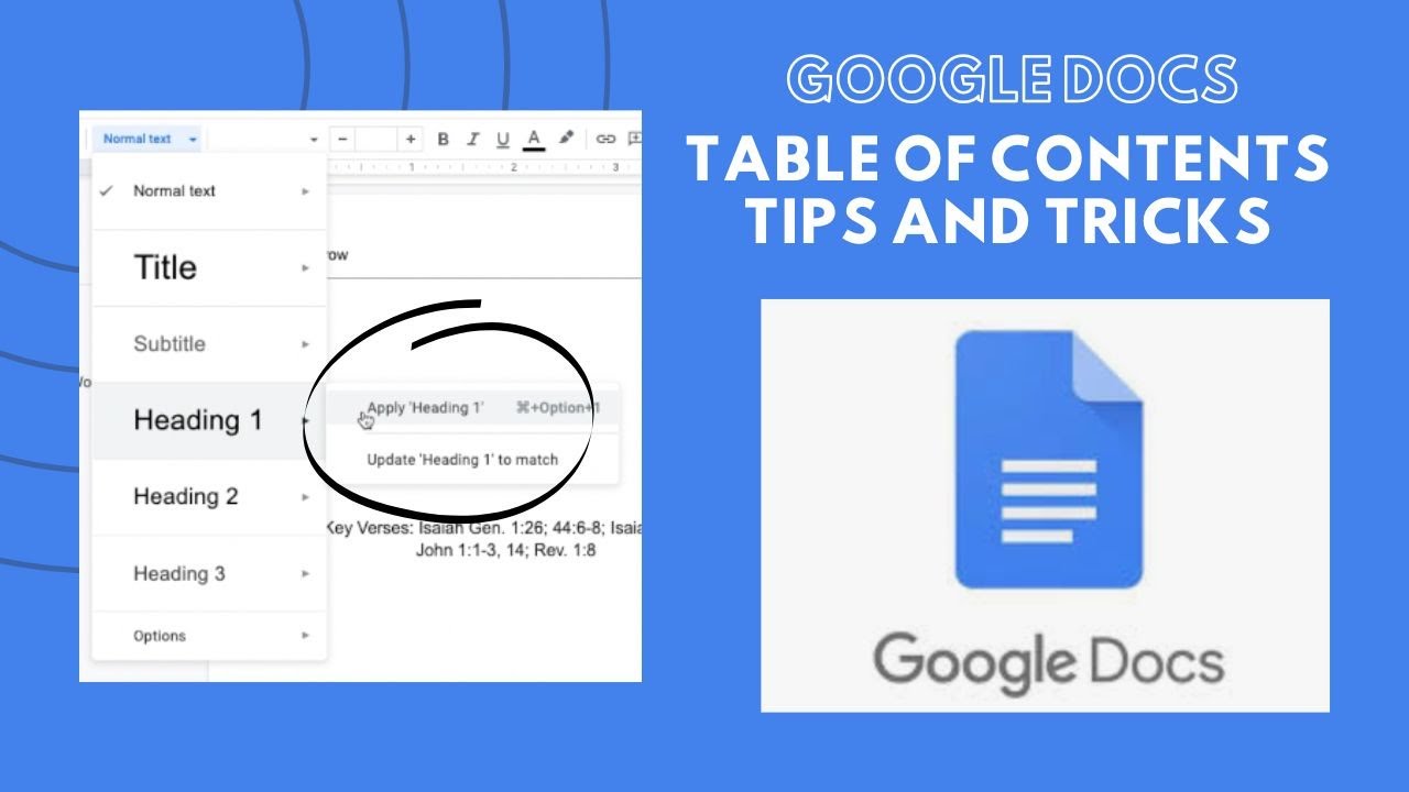 Tips and Tricks For Using a Table Of Contents in Google Docs - YouTube