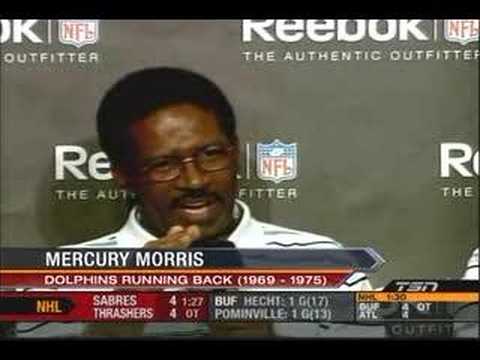 Former Miami Dolphins' Eugene Mercury Morris talks about his 1972 team's  perfect season at a news conference Friday, Feb. 1, 2008, in Phoenix. The  New England Patriots will try to become the