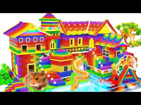 DIY- Build Multi Waterfall Villa House Has Pool Fish Pond For Hamster With Magnetic Balls Satisfying
