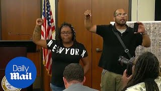 County attorney's conference interrupted by angry protestors