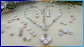 Pink Opal Necklace and Earring Set @GGCBeginningbeaders