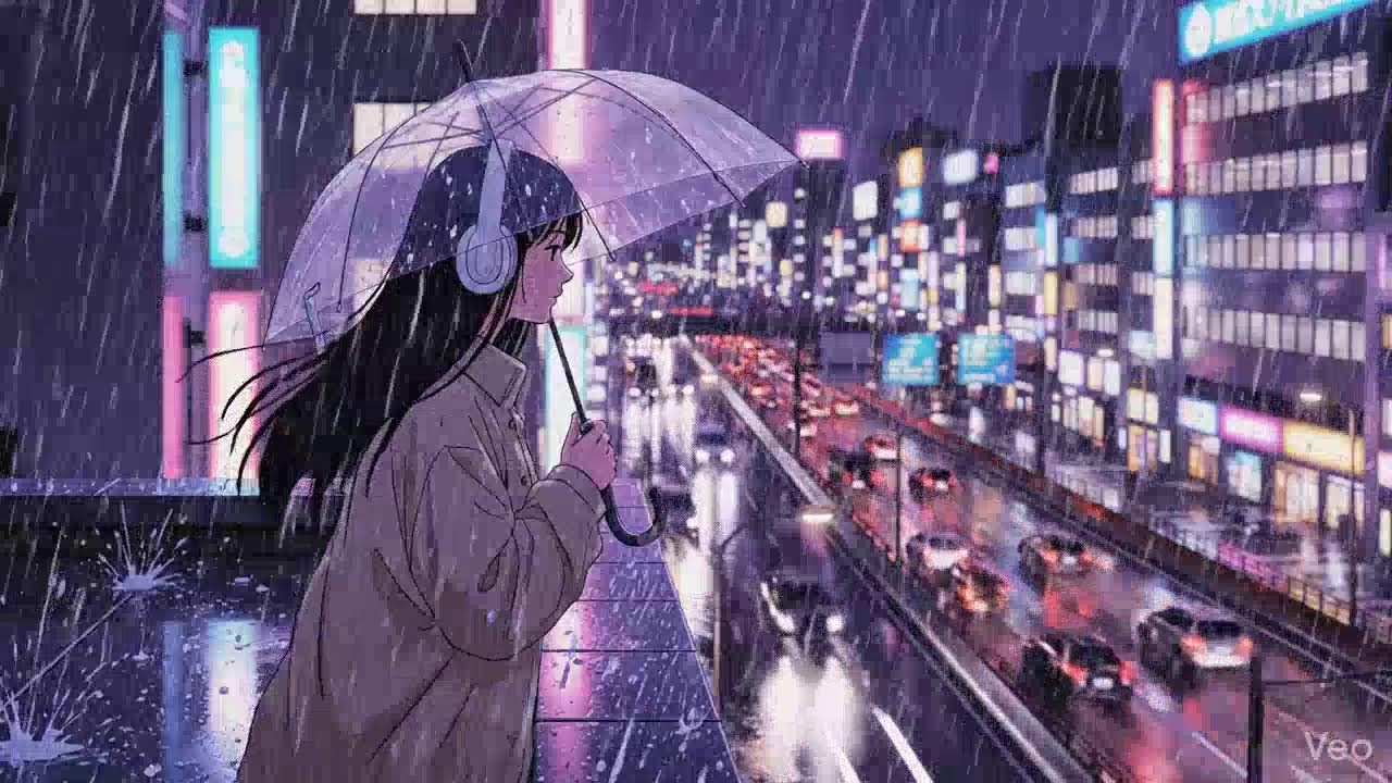 Rainy Night ASMR 🌧️ Neon Japan Lofi Chillhop