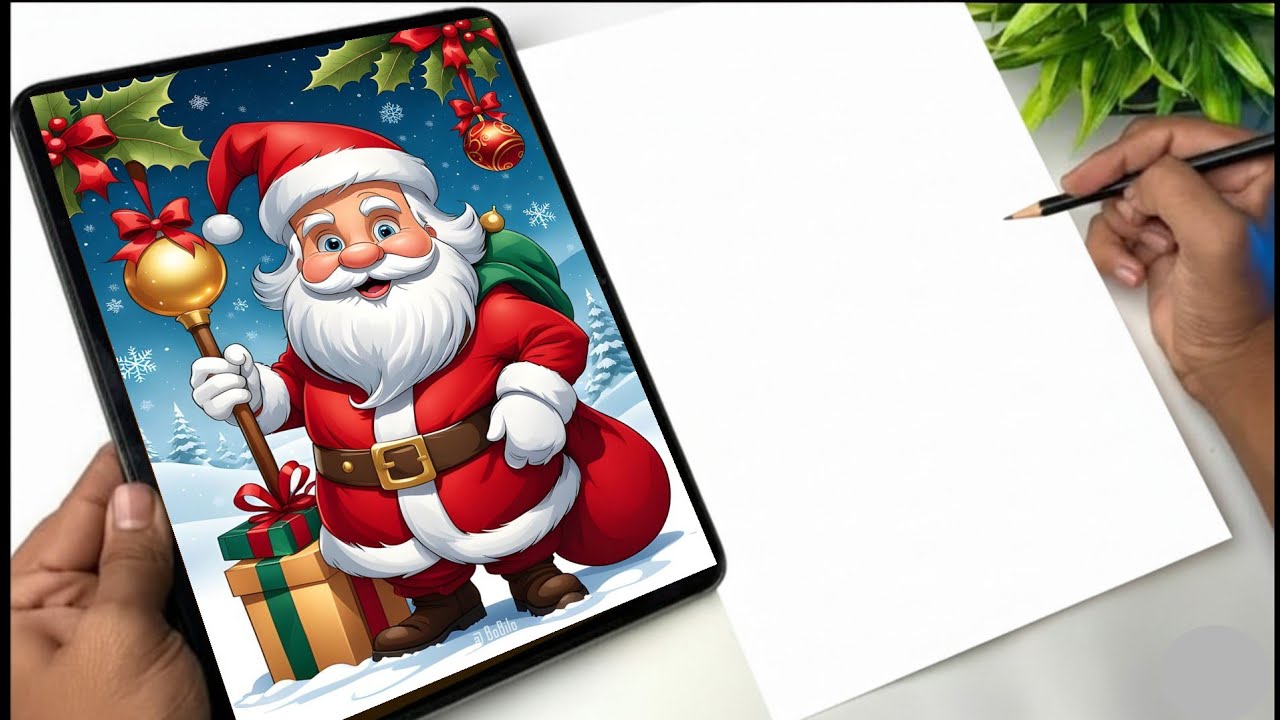 How To Draw Santa Claus 🎅 Drawing | Christmas Outline Drawing Tutorial Easy 
