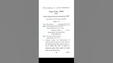 Creating an inclusive school | b.ed 2nd year| #exam #questionpaper #finalyearexam #mjpru #10049