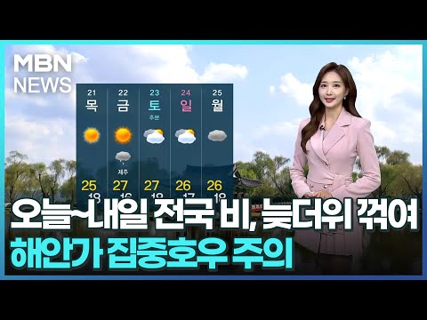 [날씨]오늘~내일 전국 비, 늦더위 꺾여…해안가 집중호우 주의 [굿모닝 MBN]