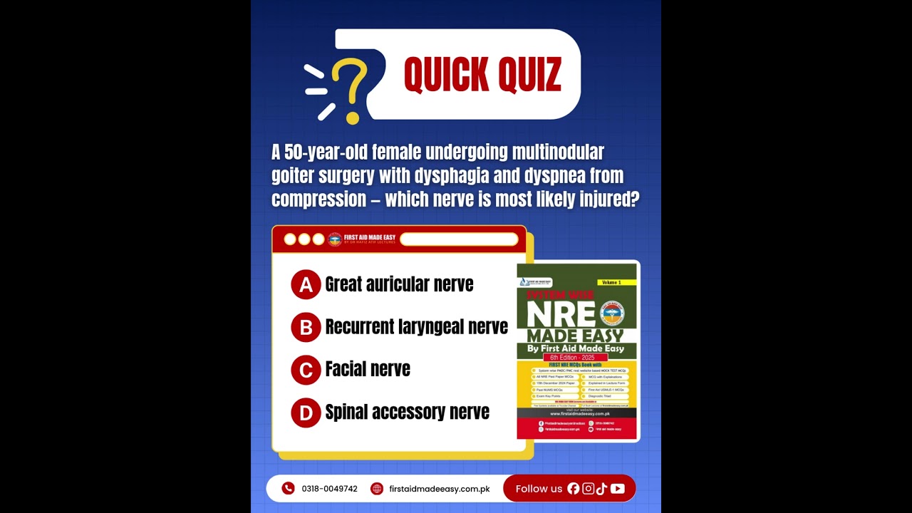 Tell your answer in comment section | First Aid Made Easy Platform | Dr Hafiz Atif #nre2025 #pmdc