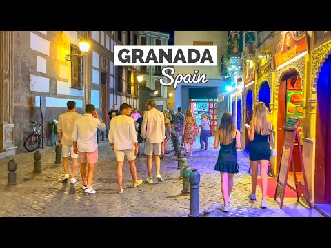 Granada, 스페인 | 도보 시티 투어 4K | 2023년 7월 22일