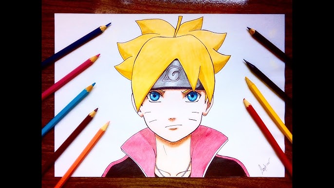 desenho de anime fácil, como desenhar a metade do rosto Boruto