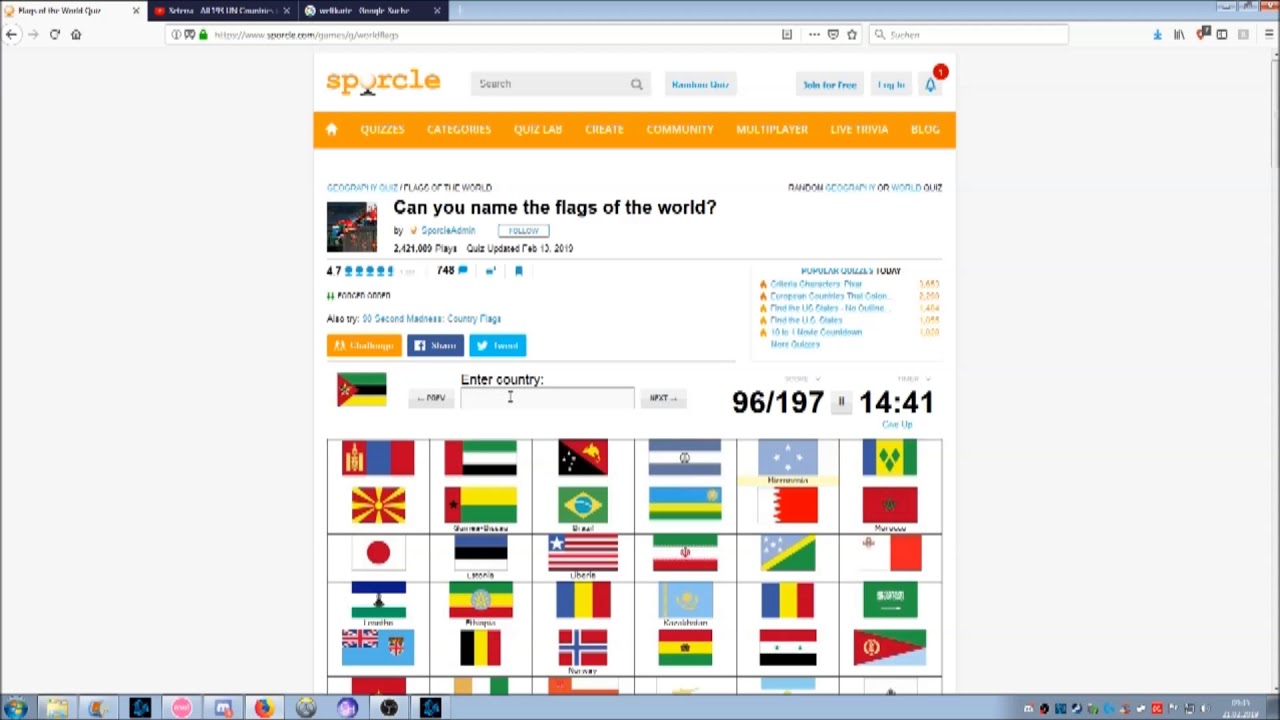 Sporcle Recognizing every country by its flag in 652 YouTube