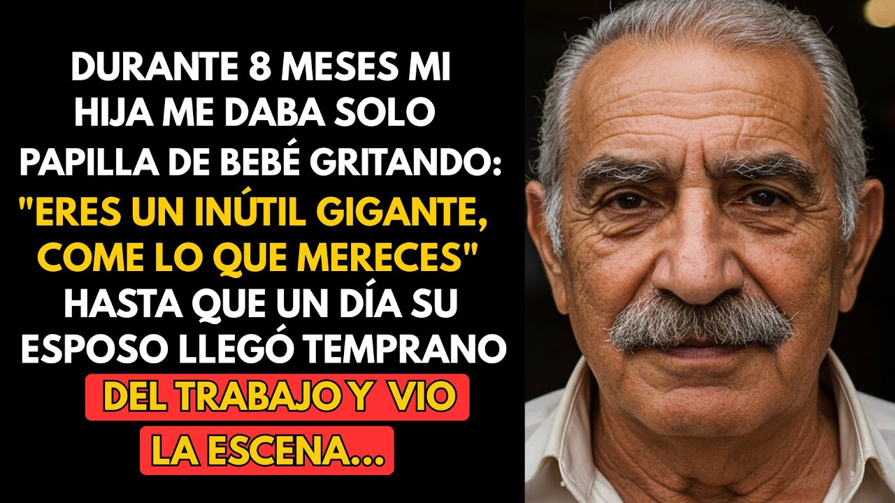 Mi hija me alimentaba con comida para bebés gritando “eres un inútil gigante”… hasta que su esposo