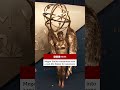 Actress Megan Stalter transforms into a real-life Emmy for ceremony. #Emmys #BBCNews
