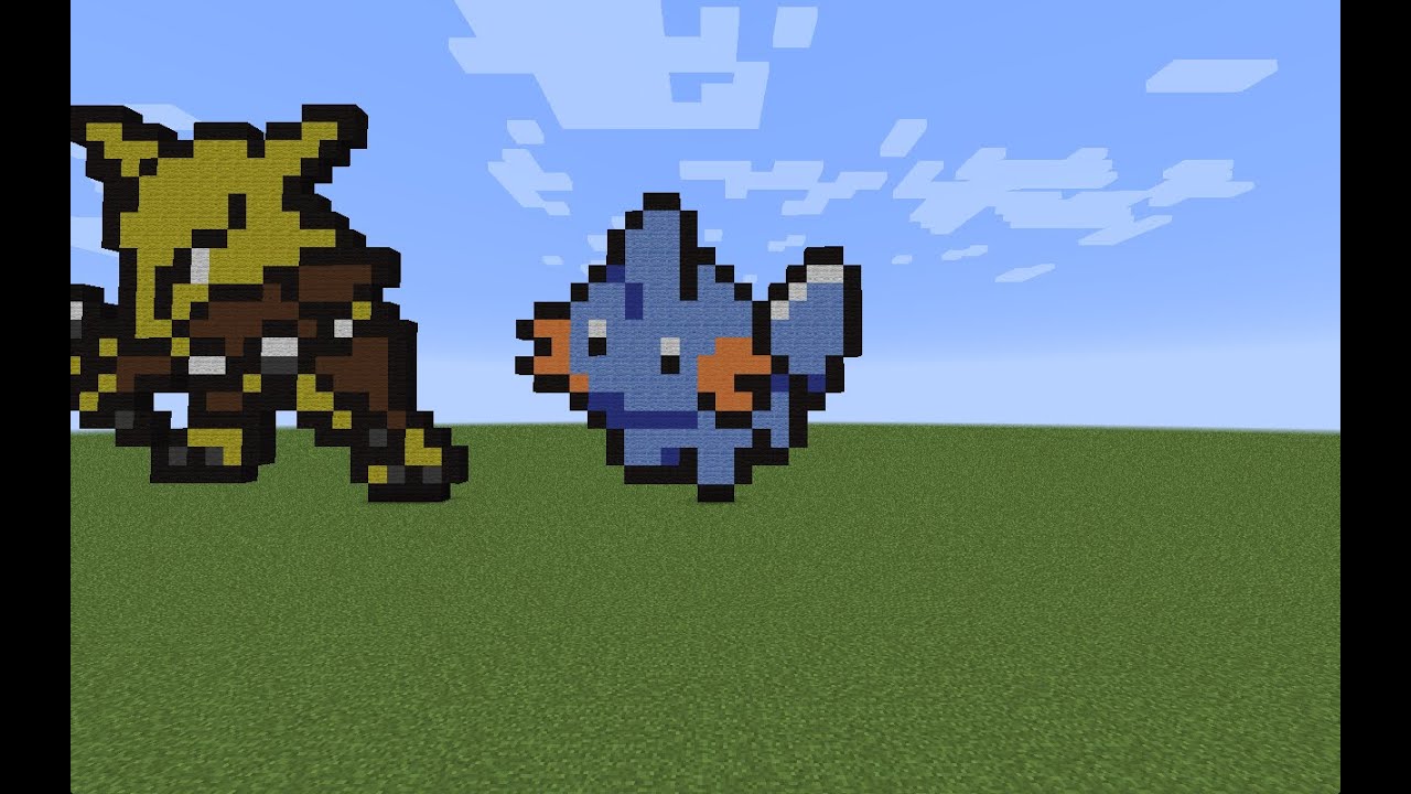 Minecraft - 258 Mudkip (Pixel Art) (Build) - YouTube.