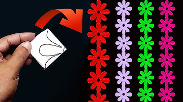 Paper Cutting Border Design for Bulletin Board and Home Decor | Paper Chain Flowers