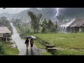 Heavy rain in beautiful mountain green Village||for sleeping🌧️😴😴😴