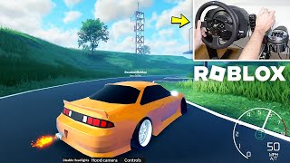 Drifting in Roblox on a Steering Wheel!