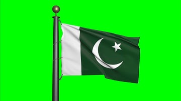 Pakistan flag waving in the wind  (green screen)