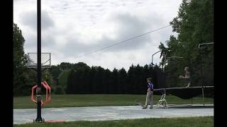 Kid Did An Amazing Basketball Trick Shot From A Trampoline!