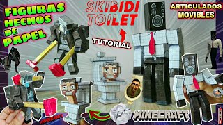 Como hacer figuras de papel Skibidi Toilet Cameraman Destapacaños y Big Speakerman Minecraft Movible