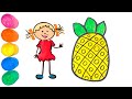 How to Draw Pineapple 2 way to drawing | Ананасты қалай салуға болады | Bagaimana Menggambar Nanas