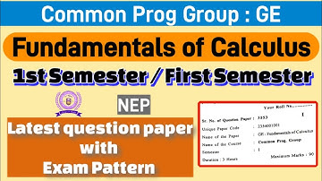 Fundamentals of Calculus (GE) Common Prog group 1st semester question paper du sol #dusol #solexam