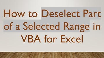 How to Deselect Part of a Selected Range in VBA for Excel