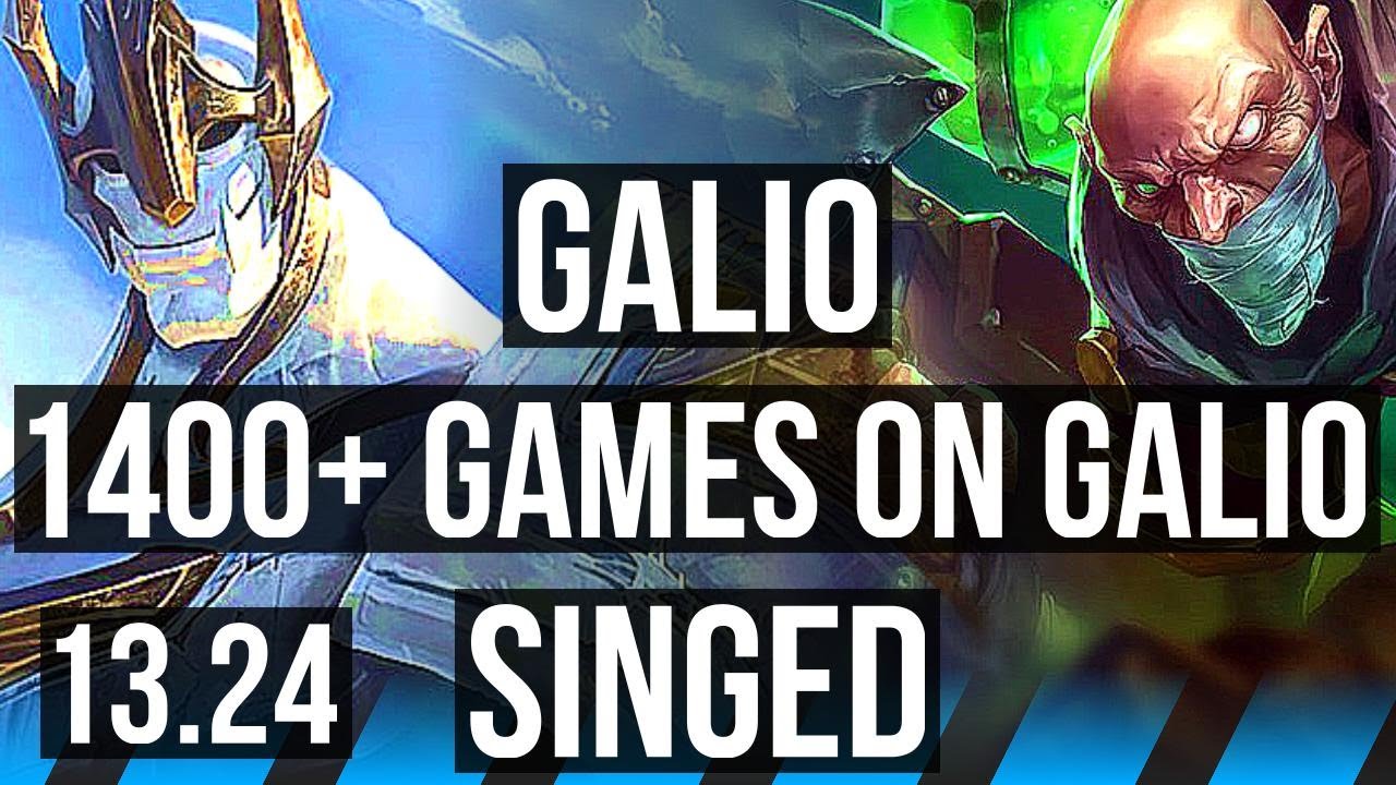 GALIO vs SINGED (MID) | 1400+ games, 3/0/2 | KR Master | 13.24