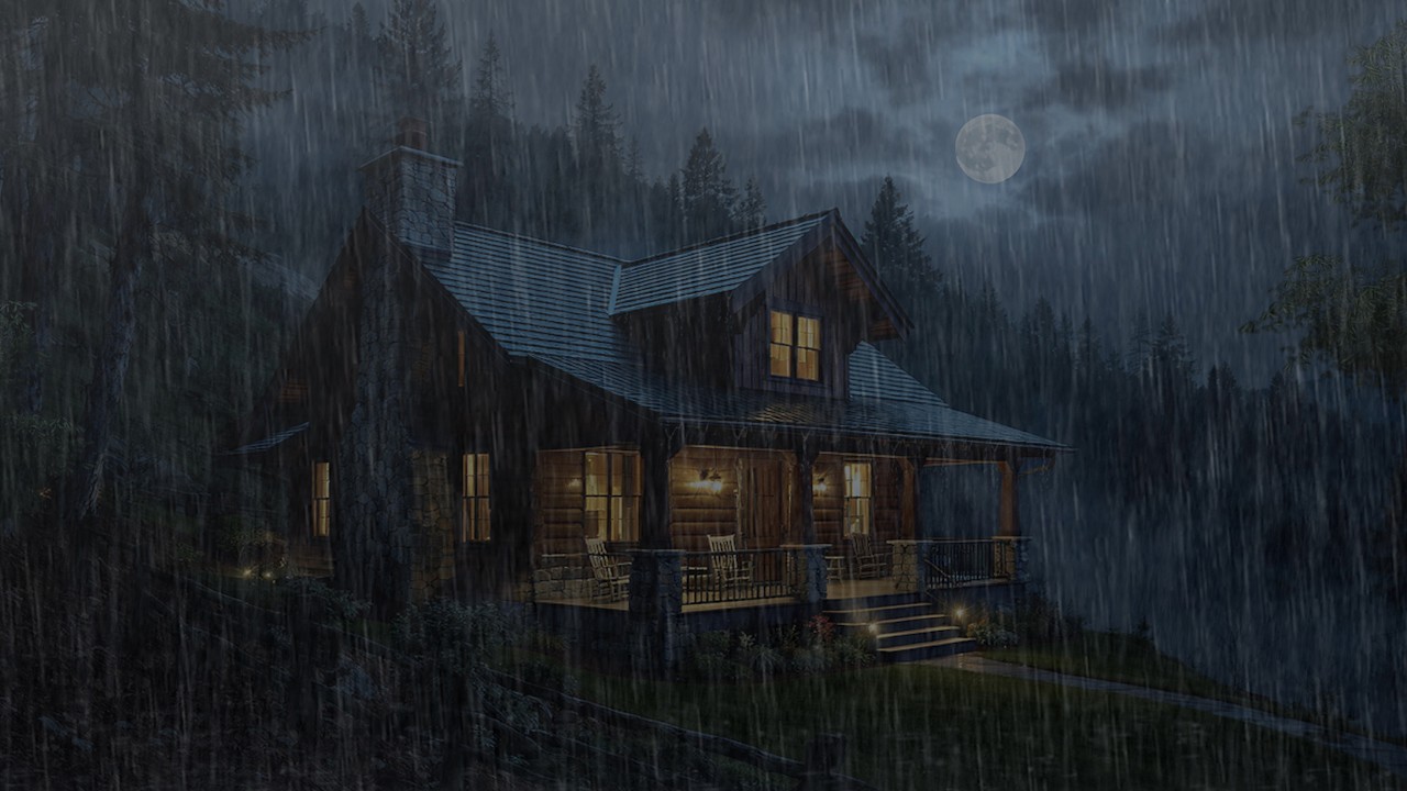 Heavy Rain at Cozy Cabin Night 🌧️ Rain Sounds for Deep Sleep ...